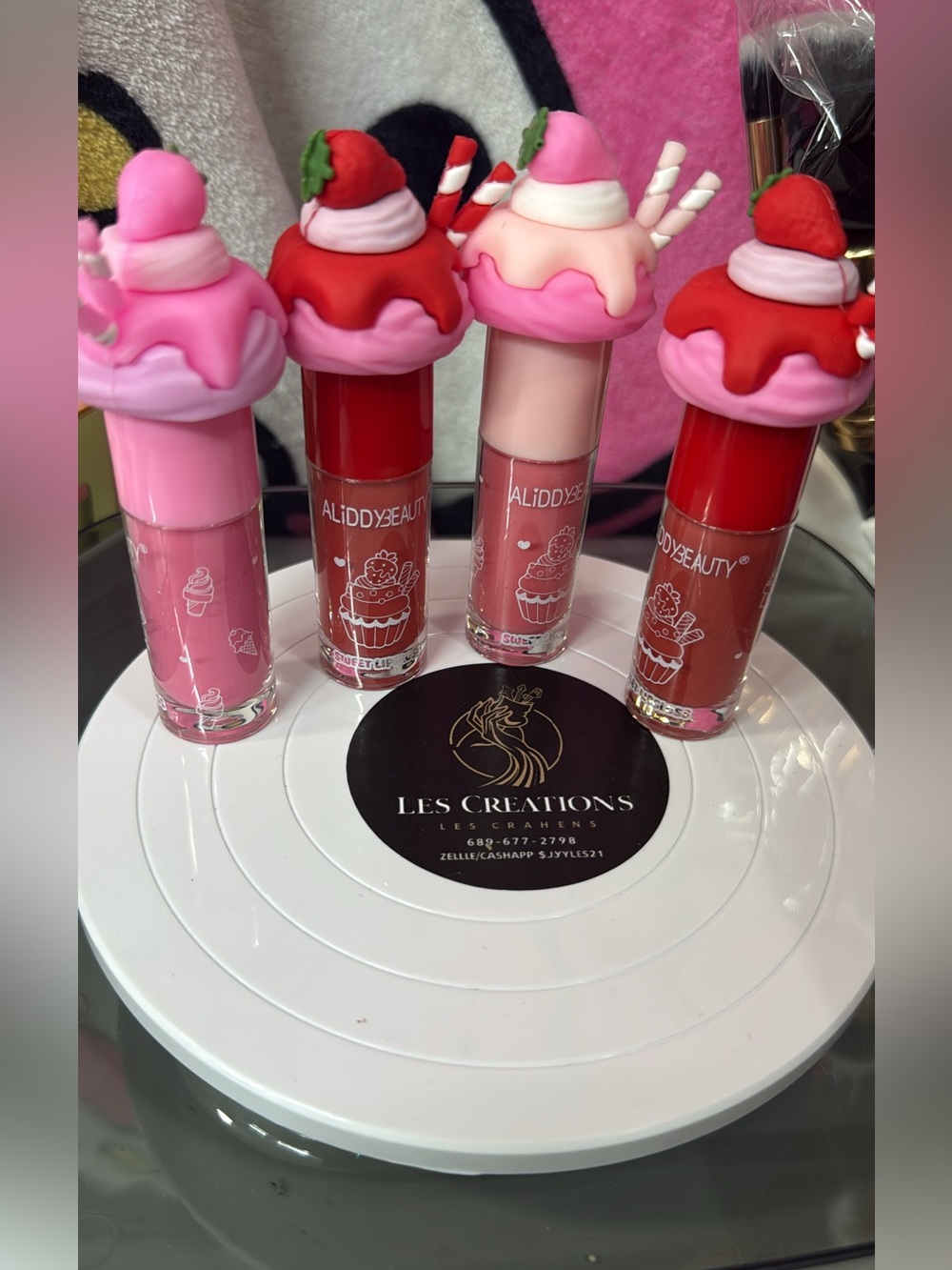 AliddyBeauty Pink & Red Lip Gloss Set – Sweet Cupcake Caps